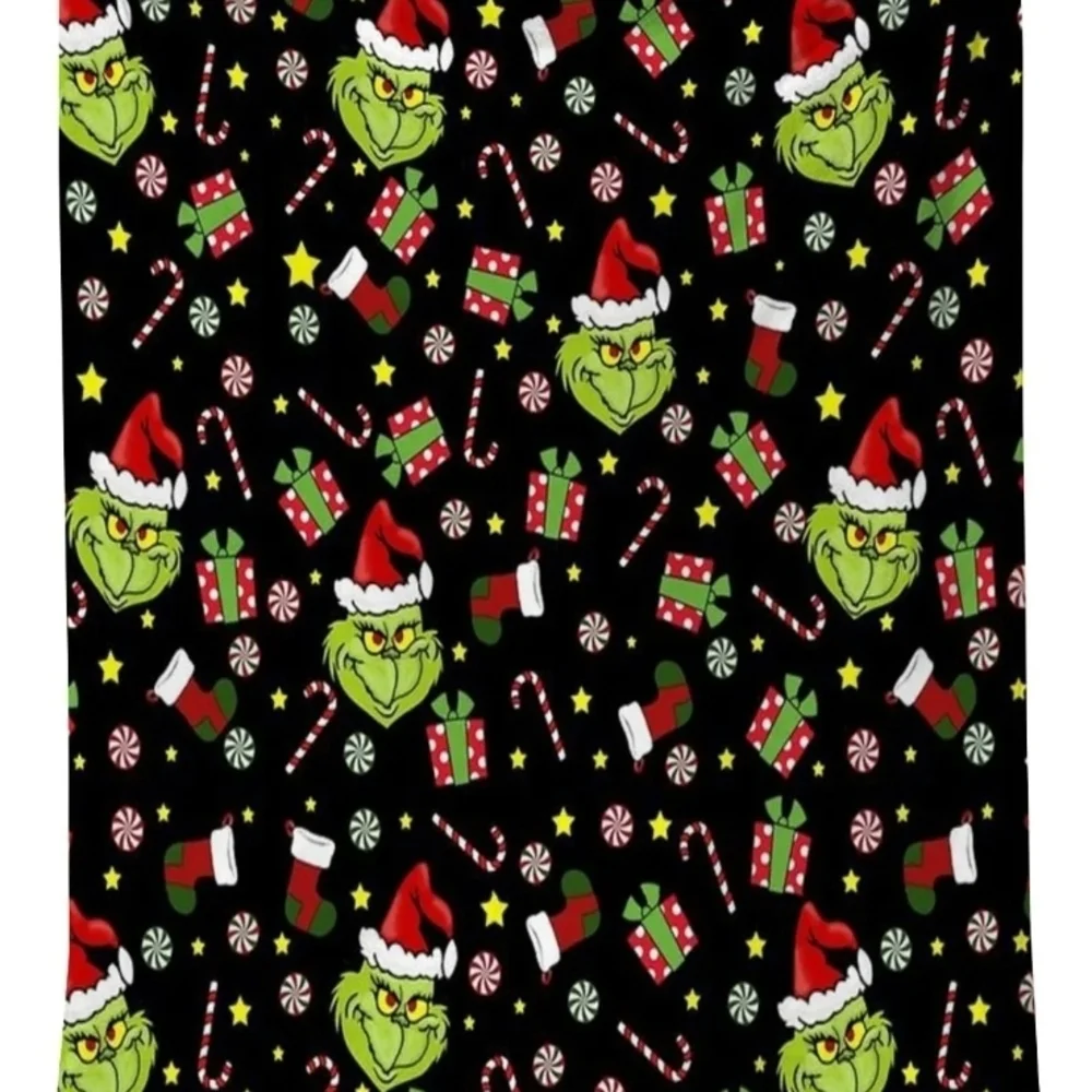 Holiday Grinch Plush Throw Blanket – Black with Green & Red